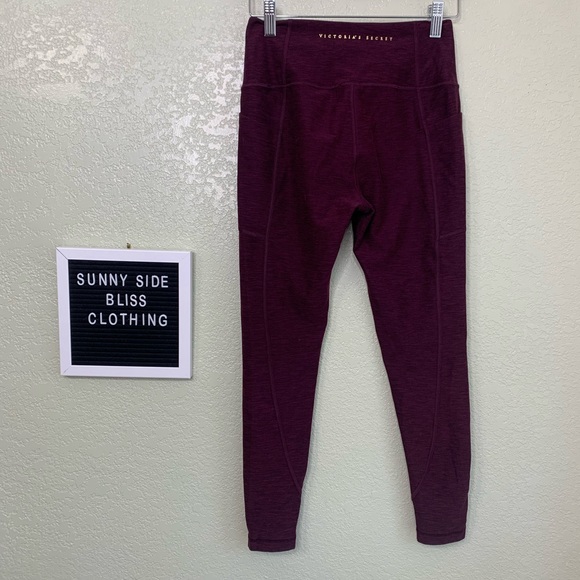 Victoria Secret 7/8 Plum Purple Leggings Size Medium With Size Pockets - Picture 6 of 12